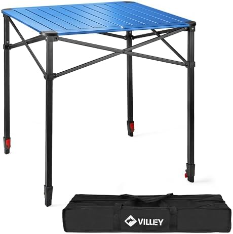 VILLEY Folding Camping Square Table, Portable Aluminum Table, Large by VILLEY