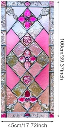 IVN Stained Glass Window Film Rose Floral 17.7x39.3 in Window Privacy Film - Image 3
