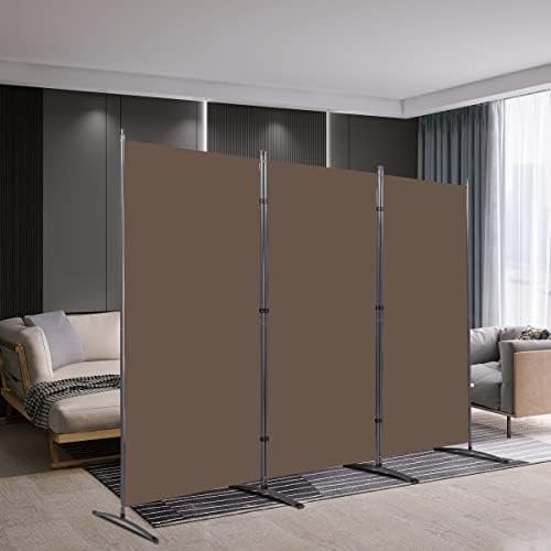 3 Panel Folding Room Divider,102" Wx71.3 H Portable Privacy Screen,Brown - Image 4