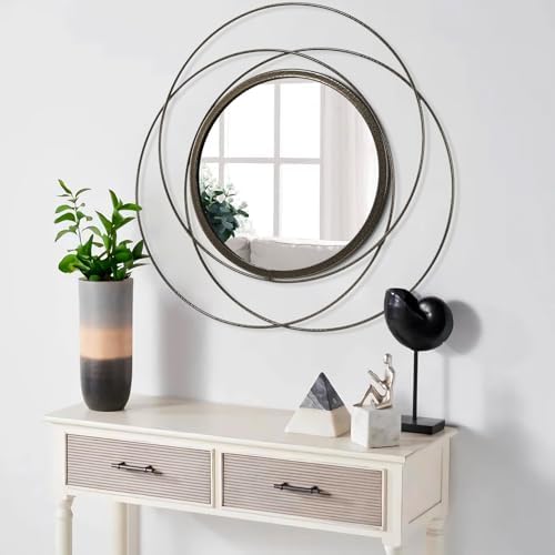 Circle Mirror for Wall with Iron Metal Wire Frame Wall-Mounted Mirror for Home Decor Living Room Bedroom Bathroom Entryway Large Brass 24" x 24" - Image 5