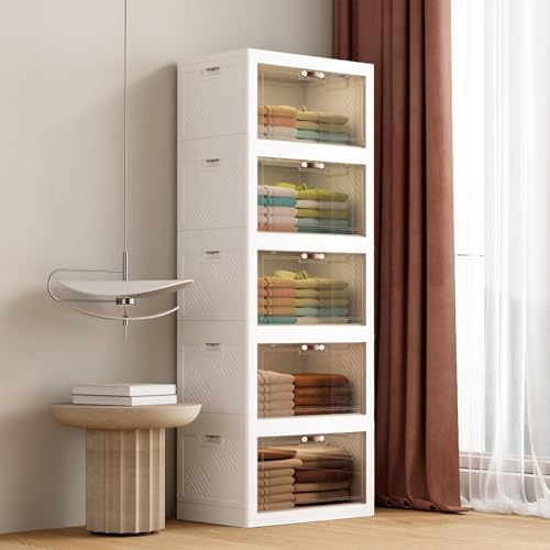 JOYMOOP 198 Qt Stackable Storage Bins with Lids, Closet Organizers and Plastic Storage Drawers for Home, 3 Pack Cubes by JOYMOOP