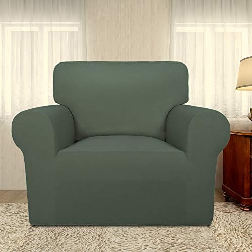 PureFit Stretch Chair Covers Fleece Couch Covers for Sofa Grayish Green - Image 2