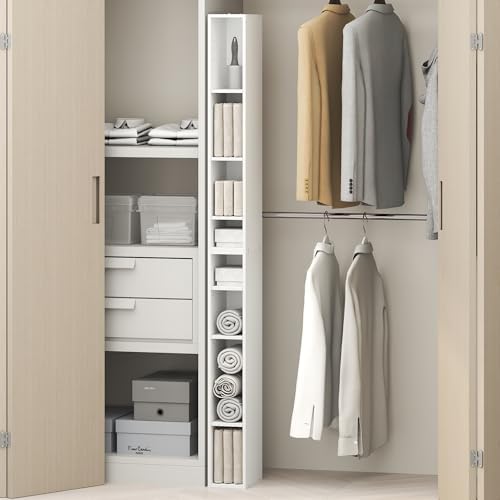 Furinno Fulda 8-Tier Closet Organizers and Storage, Open Shelf, Storage Organizer, 6-Inch Width, for Closet, Bedroom, White by Furinno-FitsYourSpaceFitsYourBudget