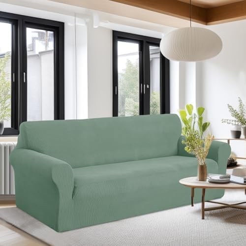 U-NICE HOME Oversized Stretch Couch Cover Slipcover, Cyan - Image 2
