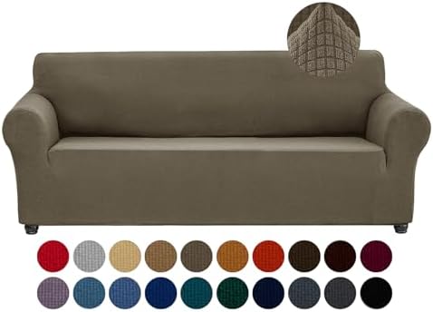 Joccun Stretch Couch Cover Slipcovers, 1-Piece Sofa Covers for 3 Cushion Couch Spandex Jacquard Washable Furniture Protector Cover for Living Room,Kids,Pets(Sofa,Fossil) by Joccun