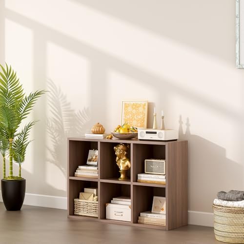 OSCHF 6-Cube Storage Shelf Bookcase, Walnut - Image 3