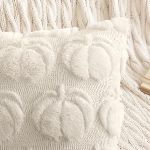 MIULEE Fall Pillow Covers Pumpkin Fall Decor 20x20 Beige - Image 2