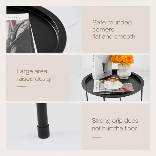 4 Pcs Metal Folding Side Table, Round End Table for Outdoor Patio Balcony - Image 4