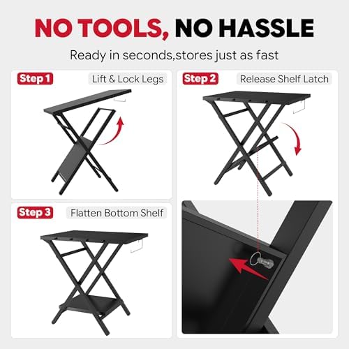 Feasto Outdoor Grill Table, Folding Prep Table, 30" x 24", Black - Image 5