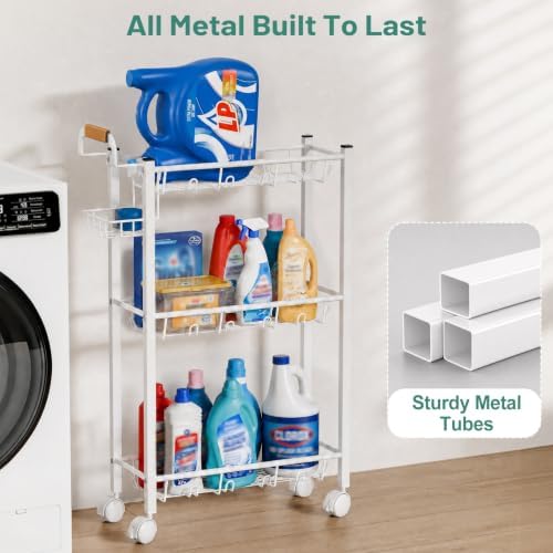 KIMBORA Laundry Room Storage Cart with Detergent Holder with Wheels - Image 6