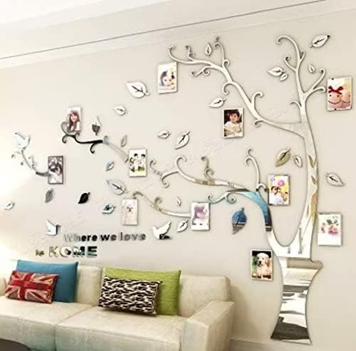 3D Tree Wall Stickers - DIY Photo Frame Tree Wall Decal Family Photo Frame Sticker Murals Wall Decor Living Room Bedroom TV Background Home Decorations (L:91 * 69in,Silver Left) - Image 3