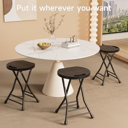 LEDLAY18 Inch Folding Stool with Handle - 500LBS Capacity Portable Foldable Stool with Non-Slip Feet, Heavy-Duty Steel & Plastic Collapsible Stool for Indoor Outdoor Use, Black - Image 5
