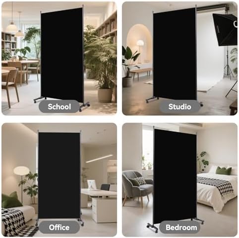Folding Room Divider W/Wheels,Heavy Duty Base Privacy Screen Separator - Image 7