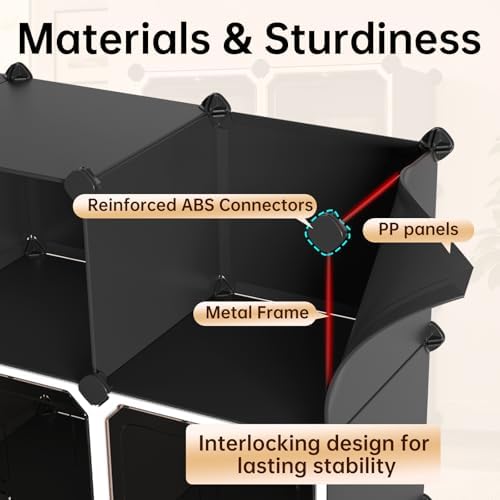 MAGINELS Cube Storage Organizer with Door,Cube Shelves Units, Plastic Storage Cubes, DIY Closet Organizer, Modular Closet Storage Shelves Ideal for Home, Bedroom, (9 Cube) - Image 6