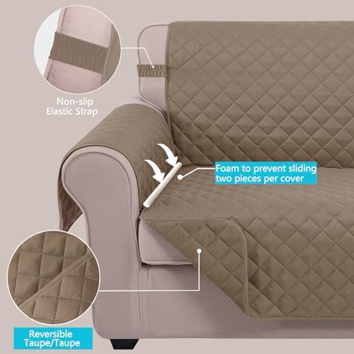 U-NICE HOME Reversible Oversized 28''Chair Covers, Taupe/Taupe - Image 3