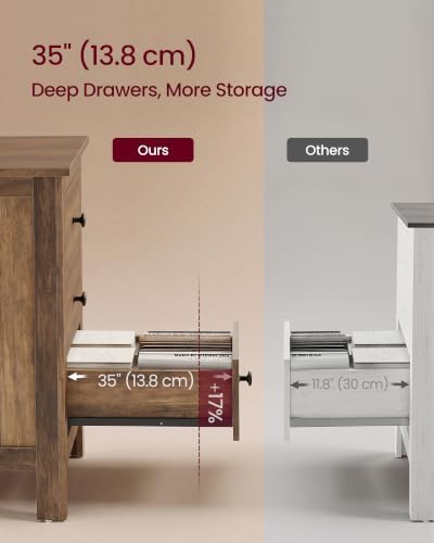 VASAGLE Side End Table with 3 Storage Drawers, Nightstand Farmhouse - Image 5