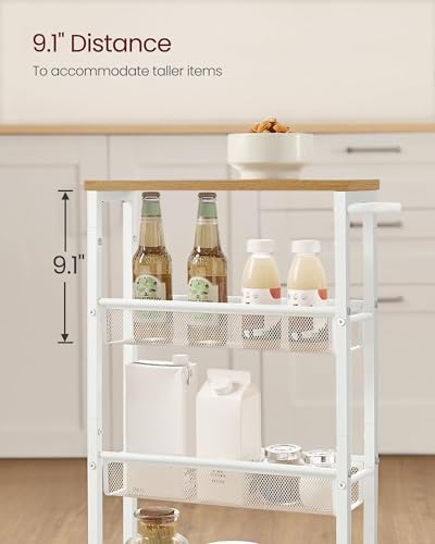 VASAGLE 4-Tier Slim Rolling Storage cart with Wheels, 5.1 Inches, Metal - Image 6