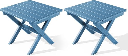 SERWALL Small Folding Outdoor Side Table Set of 2, Navy by SERWALL