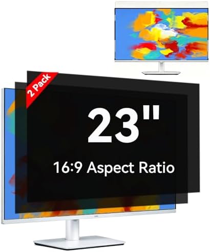 [2-Pack] 23 inch Privacy Screen for Monitor 16:9 Aspect Ratio Widescreen, Eye Protection Anti Blue Light Glare Computer Monitor Privacy Filter, 23inch Removable Black Blackout Anti Spy Desktop Security Privacy Filter by Unknown
