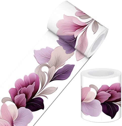 IVN Wallpaper Border Peel and Stick Wall Purple Blossom 4x196 Inch by IVN
