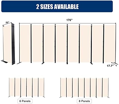 8 Panel Wide Room Divider Wall Screen for Room Separation,176''W x 71''H - Image 5