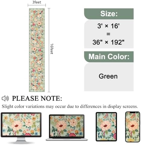 DUKINO 3x16 Runner Rug for Hallway, Non Slip Long Washable Rug, Green - Image 2