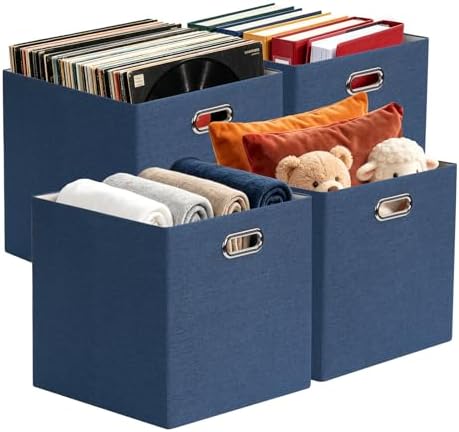 Posprica 13x13x13 Storage Cube Basket Bins, Set of 4, Army Blue by Posprica