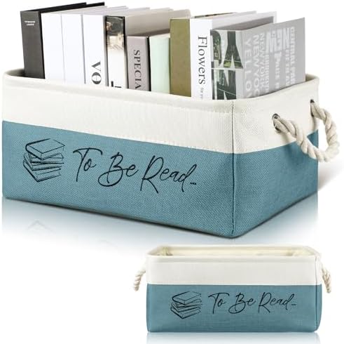 Marsui 1 Pcs TBR Basket Book Storage Bin Bookish Gifts, White Green by Marsui