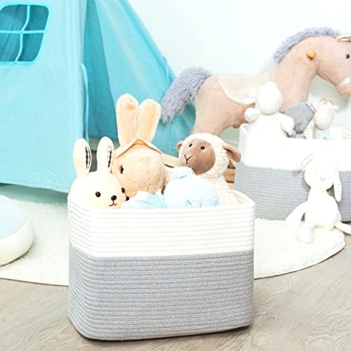 MINTWOOD Design 3-Pack Storage Baskets for Shelves, Playroom and Classroom, Book Basket, Decorative Storage Cube Bins, Woven Closet Organizers, Pantry and Shoe Organizer, Grey - Image 5