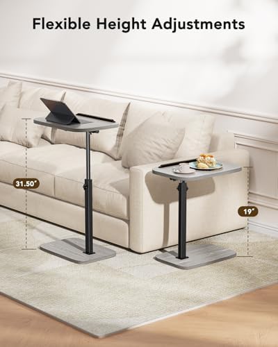 HUANUO TV Tray with Height Adjustment, 360° Swivel, 90° Tilt, Grey - Image 5