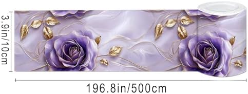 IVN Wallpaper Border Peel and Stick Wall Violet Gold Rose 4x196 Inch - Image 3