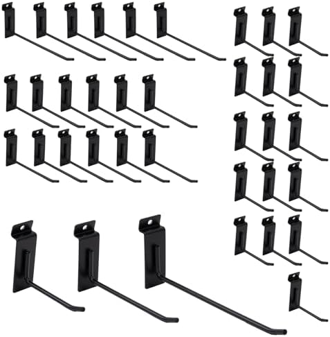 Slatwall Accessories Heavy Duty Garage Hooks Slatwall Panel Hooks Slat Wall Hanging Hook for Bike Ladder Garage Storage System Accessory Multi Size Utility (34 Single Hook) by FRAYSCENT