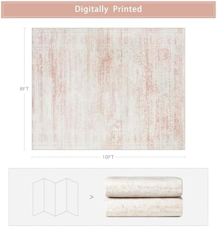Pink Washable Rugs 8x10 Area Rugs for Living Room,Bedroom,Nursery,Carpet - Image 2