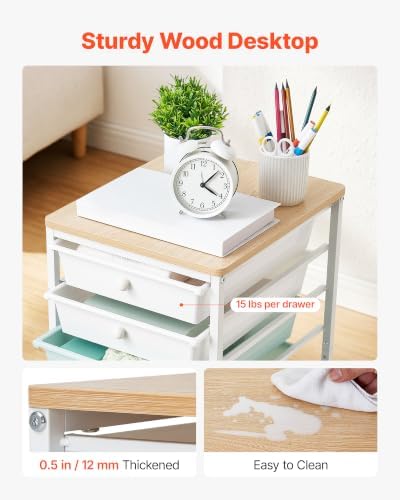 VEVOR Rolling Cart with Drawers, 8 Drawer Storage Organizer, Mobile Utility Cart with Wood Top, Steel Frame, Universal Casters & 2 Brakes, for Office, Classroom, Craft Supplies, Bedroom, Green Blue - Image 4