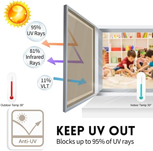 KESPEN Window Privacy Film One Way Static Cling Tint, Brown, 29.5InX6.5Ft - Image 2