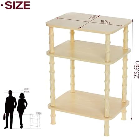Side Table,Living Room End Tables with 3-Tier,Small Nightstand Table for Small Spaces,Sofa Side,Bedside, Bathroom,Coffee Table,Modern Bedside Table,Stable Frame,Easy Set Up (Rustic Walnut) - Image 3