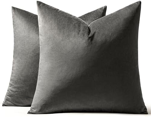 MIULEE Velvet Throw Pillow Covers 16x16 Inch Pack of 2 Medium Gray by MIULEE