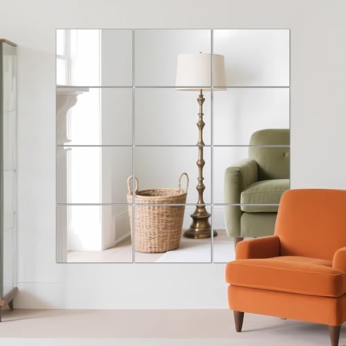 Wall Mirror Tiles, 16" x 12" x 12PCS Home Gym Mirror Tiles Frameless Glass - Image 5