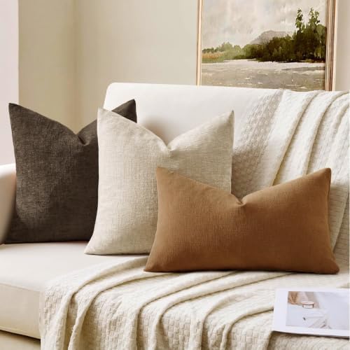 MIULEE Bronze Chenille Couch Lumbar Throw Pillow Covers, 12x20 - Image 2