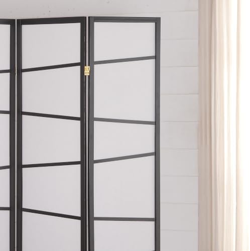 Roundhill Furniture 3-Panel Screen Room Divider, Black - Image 4