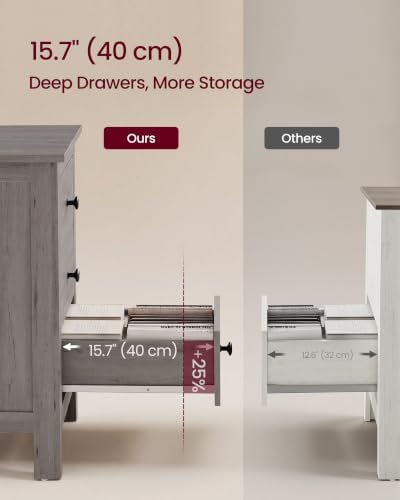 VASAGLE Side End Table with 3 Storage Drawers, Nightstand Farmhouse - Image 5