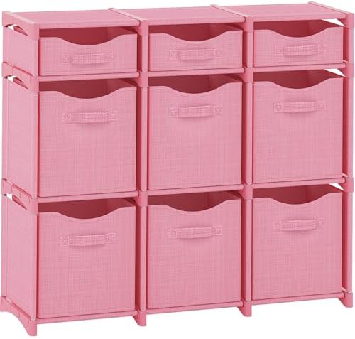 Cube Storage Organizer with Storage Bins Included - The Perfect Closet Organizers and Storage Solution. Includes 9 Storage Cubes, Great For Toy Storage, Closet Storage, Clothes Storage (Pink) by Neaterize