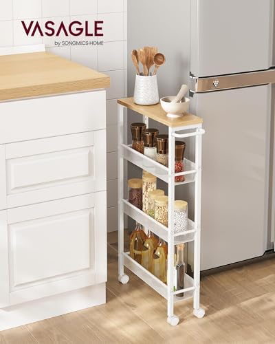 VASAGLE 4-Tier Slim Rolling Storage cart with Wheels, 5.1 Inches, Metal - Image 2