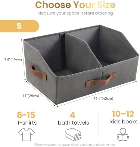 Closet Organizers Storage, Small Collapsible Bin 6pc, Dark Gray - Image 2
