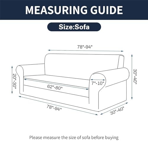 Cupuamon 2026 New Stretch Sofa Slipcovers Couch Cover for 3 Cushion Furniture Protector Sofa Covers with Elastic Bottom Jacquard Fabric Small Checks for Pets, Kids -Sofa, Charcoal - Image 2