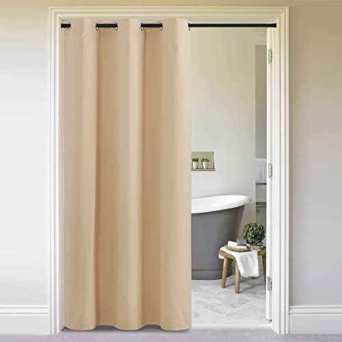 NICETOWN Door Screen Cover for Air Conditioner Room, Insulated Faux Accordion Door, Privacy Draft Keep Heat Out Bedroom Kitchen Drape for Doorway (Biscotti Beige, 1 Panel, 5ft Wide x 11ft Long) by NICETOWN