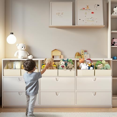 DIMJ Closet Storage Bins 8 Pack - Fabric Trapezoid Closet Organizer Bin, Foldable Storage Baskets for Shelves, Closet Shelf Organizer, Clothing Storage Box for Toys, Books, Towel, Clothes - Image 3