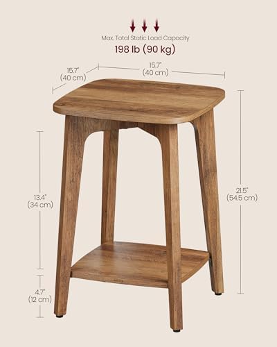 VASAGLE Side Table, 2-Tier Small Square End Table, Nightstand Set of 2 - Image 3