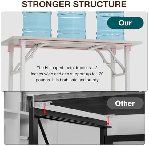 TEMI Small Computer Desk Folding Table - 43.3" Foldable Office Desk, No Assembly, Perfect for Small Spaces in Bedroom, Dorm, or Apartment, Portable Mini Desk or Study Table Compact Design, White Ash - Image 6
