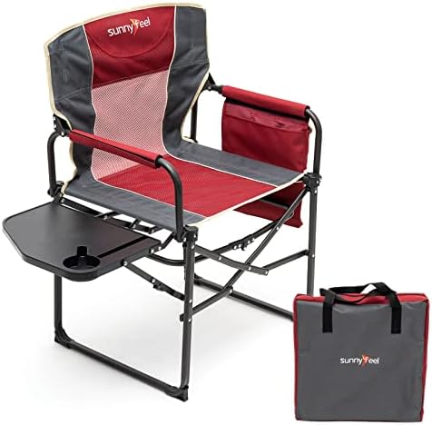 SUNNYFEEL Oversized Camping Chair Portable Directors Chairs with Side Table by SunnyFeelCamping
